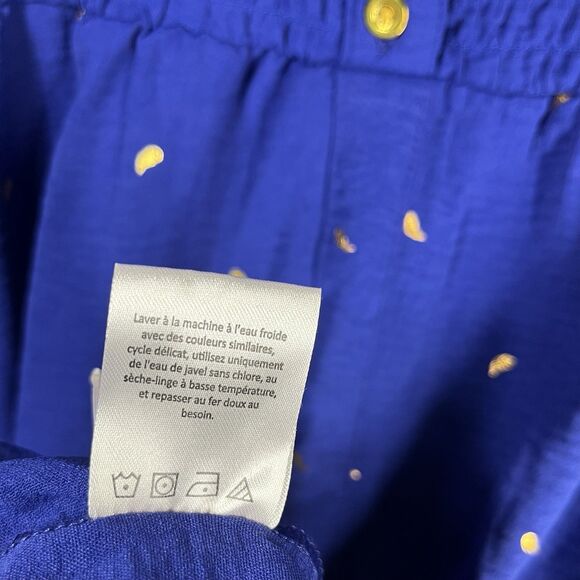 Alex & Parker Women 1X Blue Maxi Midi Dress Gold Print Stretch Button Boho Chic - Picture 6 of 9